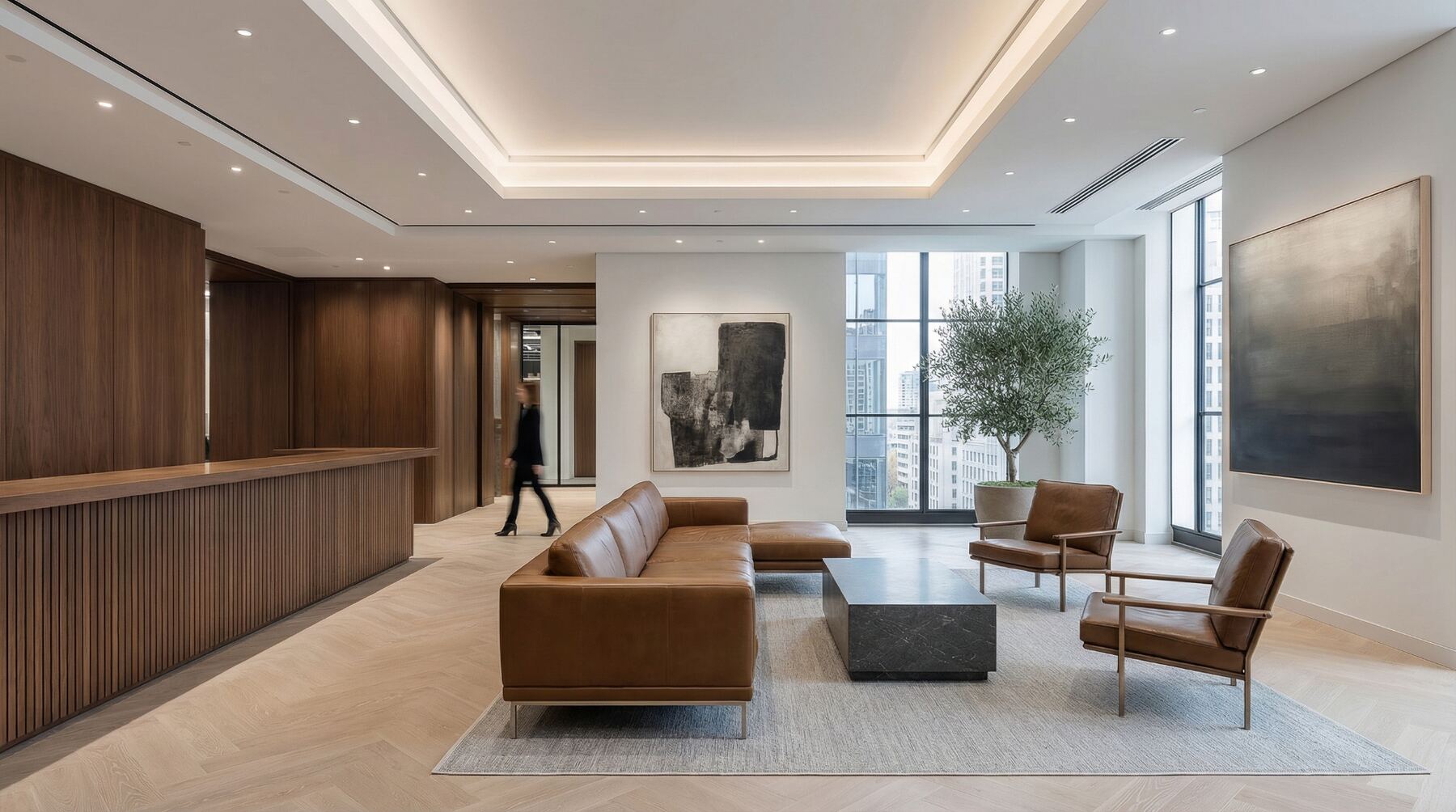 Modern real estate office with AI technology
